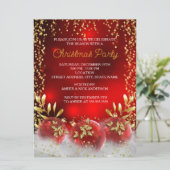 Big Gold Holly Bauble Red Kerstfeestdag Kaart (Staand voorkant)