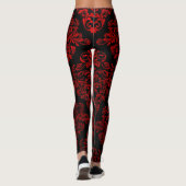 Big Gothic Damask Red Elegance Leggings (Achterkant)