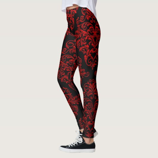 Big Gothic Damask Red Elegance Leggings (Links)