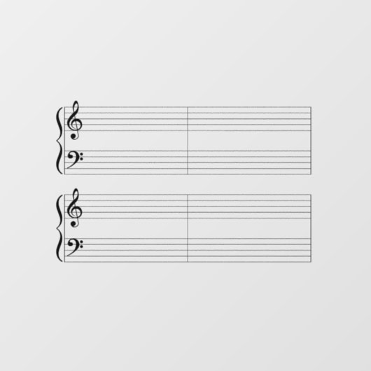 Big Grand Staff Piano muziektheorie schrijfbaar Raamsticker (Vel)