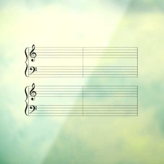 Big Grand Staff Piano muziektheorie schrijfbaar Raamsticker (Vel 3)