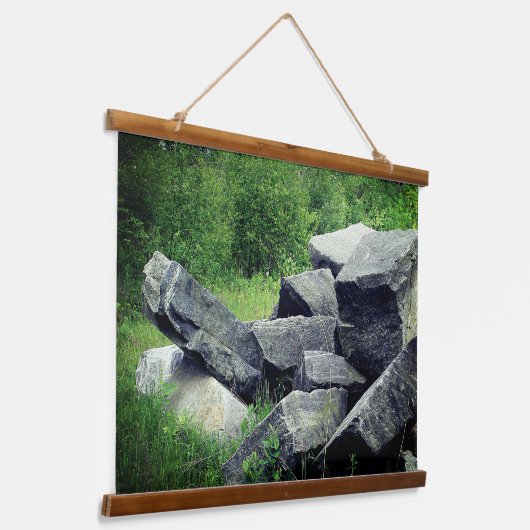 Big Granite Rocks Natuur Hangend Wandkleed (Gebogen)