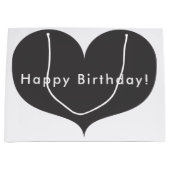 Big Gray Heart | Happy Birthday Gift Bag Groot Cadeauzakje (Voorkant)