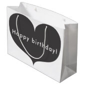 Big Gray Heart | Happy Birthday Gift Bag Groot Cadeauzakje (Achterkant Gekanteld)