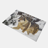 Big Gray Wild Wolf in sneeuwdieren Doormat Deurmat (Schuin)