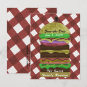 Big Greasy Hamburger Summer Cookout Red BBQ Party Uitnodiging Briefkaart (Voorkant / Achterkant)