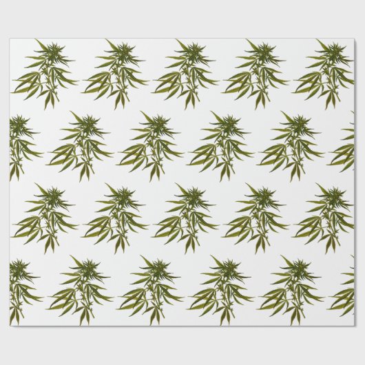 Big Green Buds op White Personalized Cadeaupapier (Vlak)