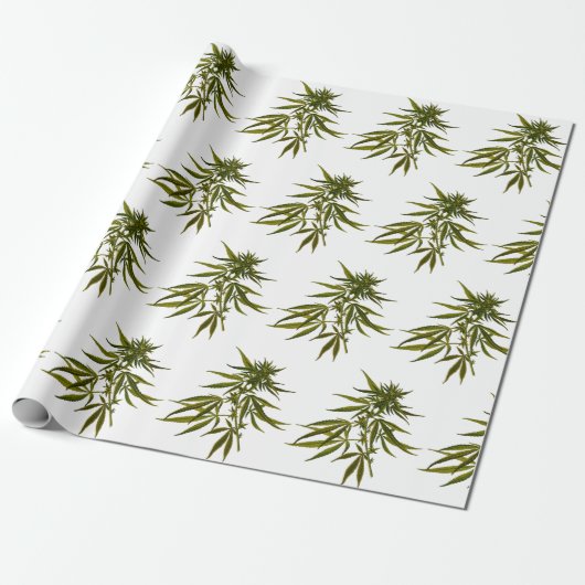 Big Green Buds op White Personalized Cadeaupapier (Uitgerold)