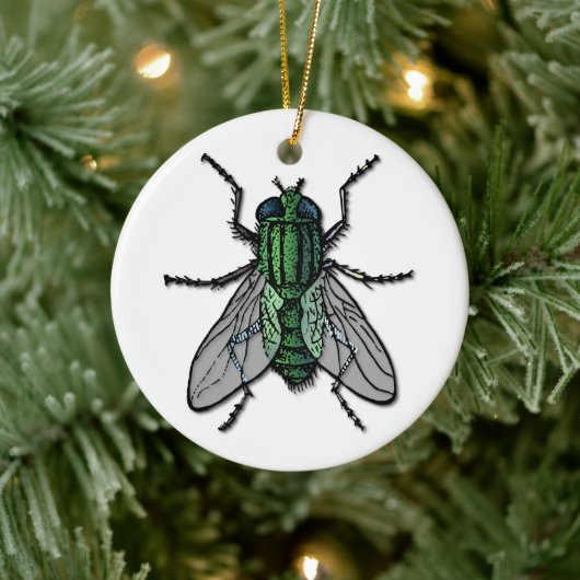 Big Green Fly Keramisch Ornament (Boom)
