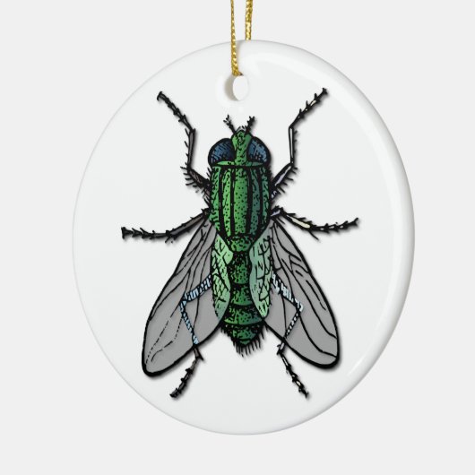 Big Green Fly Keramisch Ornament (Links)