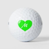 Big Green Heart monogram Sjabloon Golfballen (Voorkant)