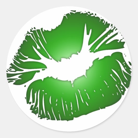 Big Green Lips Ronde Sticker (Voorkant)