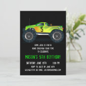 Big Green Monster Truck Birthday Party Kaart (Staand voorkant)