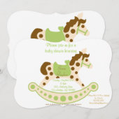 Big Green Rocking Horse Baby shower Kaart (Voorkant / Achterkant)