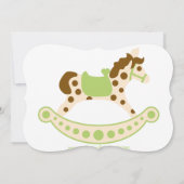 Big Green Rocking Horse Baby shower Kaart (Achterkant)