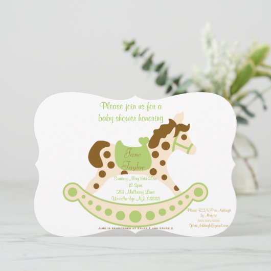 Big Green Rocking Horse Baby shower Kaart (Staand voorkant)