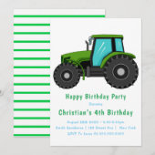 Big Green Tractor 4th Birthday-uitnodigingen (Voorkant / Achterkant)