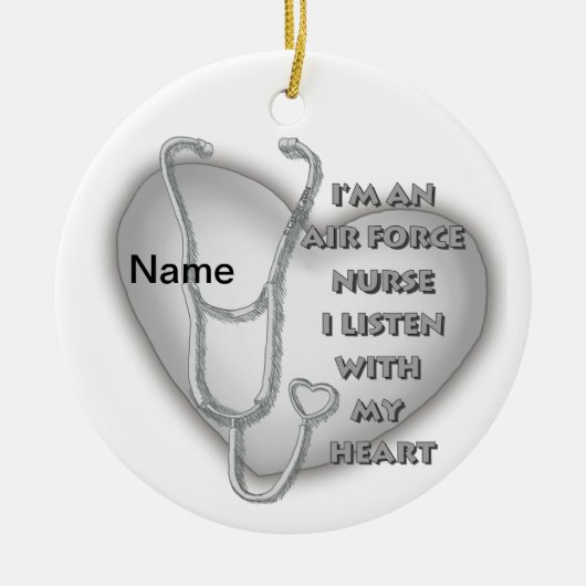 Big Grey Heart Luchtmacht Verpleegster Keramisch Ornament (Voorkant)
