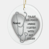 Big Grey Heart Luchtmacht Verpleegster Keramisch Ornament (Links)