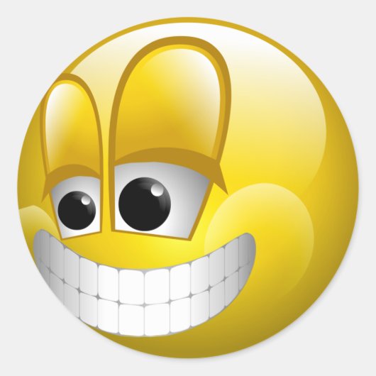 BIG GRIN FACE RONDE STICKER (Voorkant)
