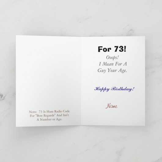 Big Grinning Ham Radio Operator 73 Verjaardag Kaar Kaart (Binnen)