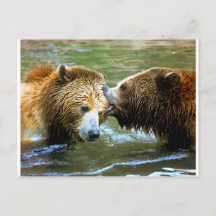 Big Grizzly Beer Kiss Briefkaart