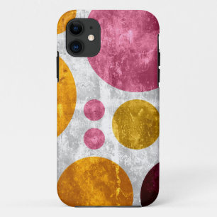 Big Grunge Retro Polka Dots   Roze gele bruin iPhone 11 Hoesje