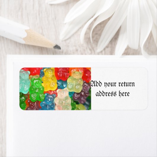 Big gummy beren patroon voor groot en klein, snoep etiket (Insitu)