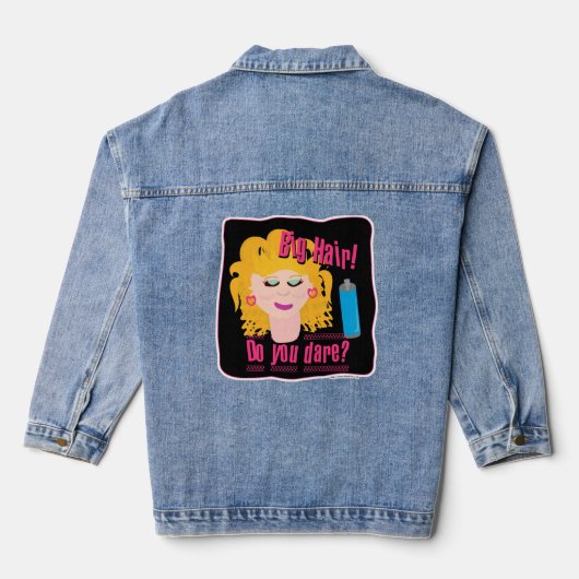 Big Hair Dare Funny Tighties Flashback Toon Denim Jacket (Achterkant)