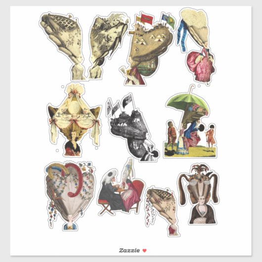 Big Hair Powder Wigs Edwardian Victoriaans Art Sticker (Vel)