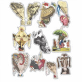 Big Hair Powder Wigs Edwardian Victoriaans Art Sticker (Voorkant)