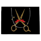 Big HAIR stylist gouden glitterschaar Groot Cadeauzakje (Voorkant)