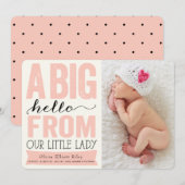 Big Hallo Little Lady Baby Girl Aankondiging geboo (Voorkant / Achterkant)