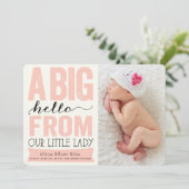 Big Hallo Little Lady Baby Girl Aankondiging geboo (Staand voorkant)