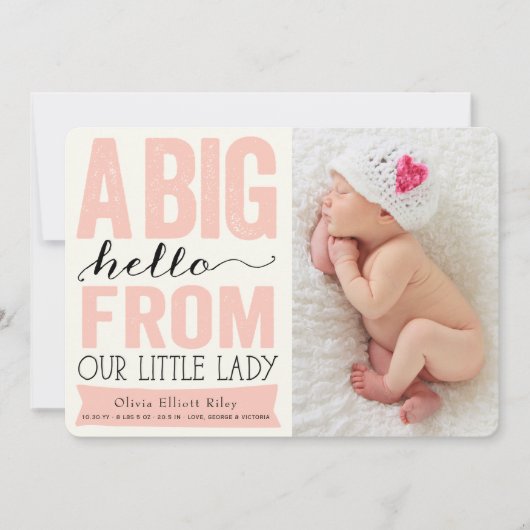 Big Hallo Little Lady Baby Girl Aankondiging geboo (Voorkant)
