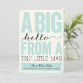 Big Hallo Little Man Baby Boy Aankondiging (Staand voorkant)