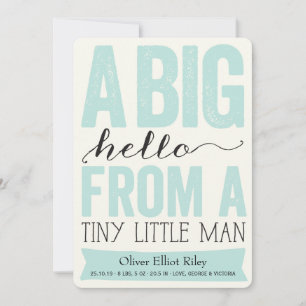 Big Hallo Little Man Baby Boy Aankondiging