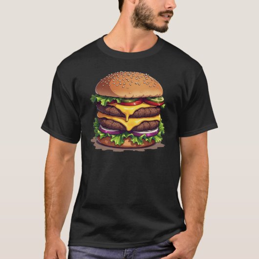 Big Hamburger Foodie Graphic T-shirt (Voorkant)