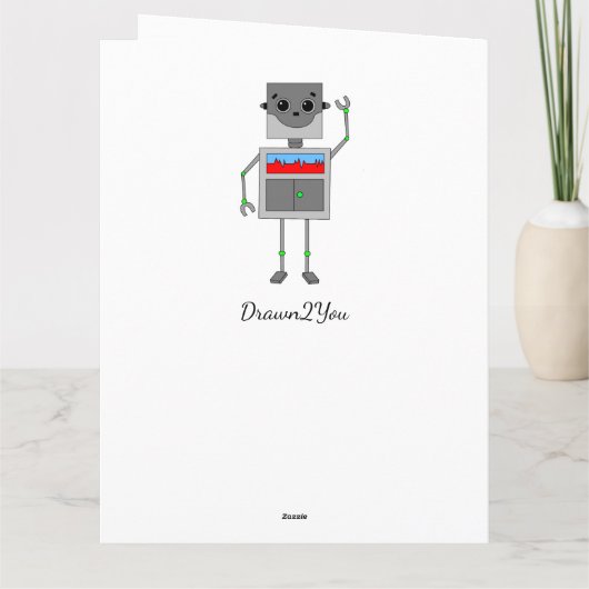 Big Happy Birthday Robot met Colour Page Kaart (Achterkant)