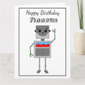 Big Happy Birthday Robot met Colour Page Kaart (Voorkant)