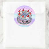 Big Happy Birthday Whimsical Hand getekende Cake Ronde Sticker (Tas)