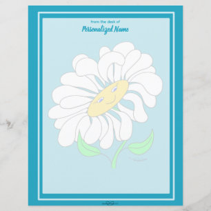Big Happy Daisy Blue Ongevoerd Papieren Blad