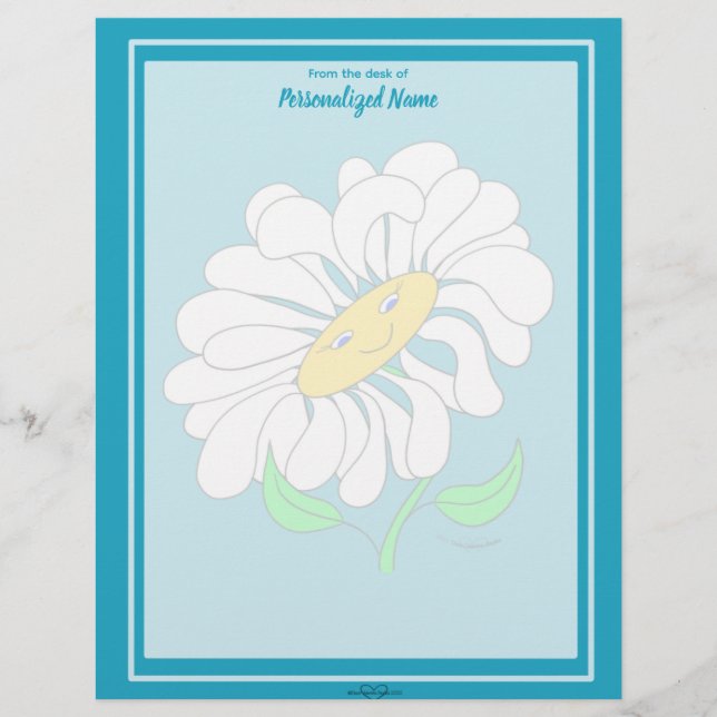 Big Happy Daisy Blue Unlined Briefhoofd (Voorkant)