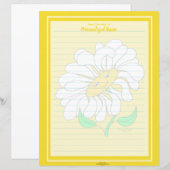 Big Happy Daisy Yellow Lined Paper Sheet (Voorkant / Achterkant)