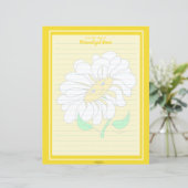 Big Happy Daisy Yellow Lined Paper Sheet (Staand voorkant)