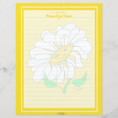 Big Happy Daisy Yellow Lined Paper Sheet (Voorkant)