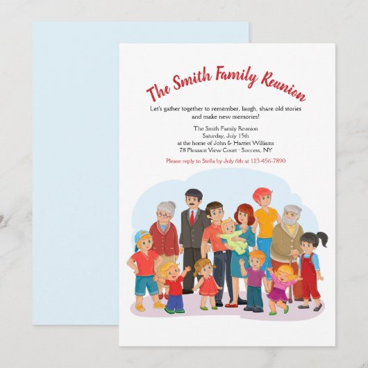 Big Happy Family Reunion Uitnodiging (Voorkant / Achterkant)