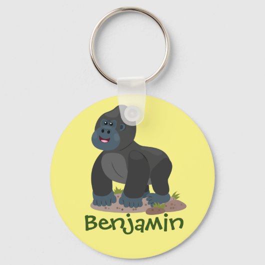Big happy gorilla cartoon illustratie sleutelhanger (Voorkant)
