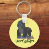 Big happy gorilla cartoon illustratie sleutelhanger (Voorkant)