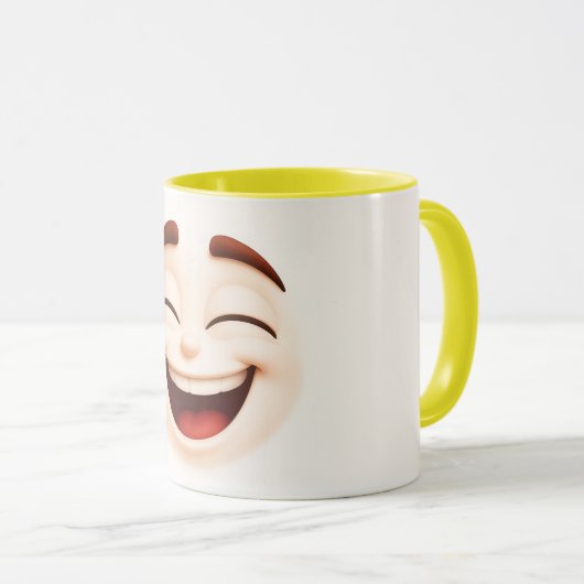 Big happy laugh – closed eyes smiling face mok (Voorkant rechts)